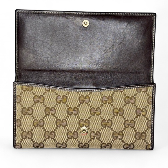 Gucci Britt GG Monogram Continental Wallet Brown Canvas - Picture 2 of 8